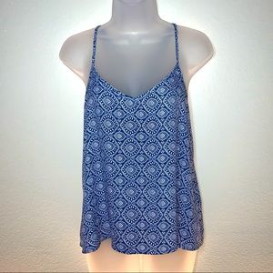 Blue & White Medallion Print Camisole w/Back Strap Detail by Hollister - Sz. S